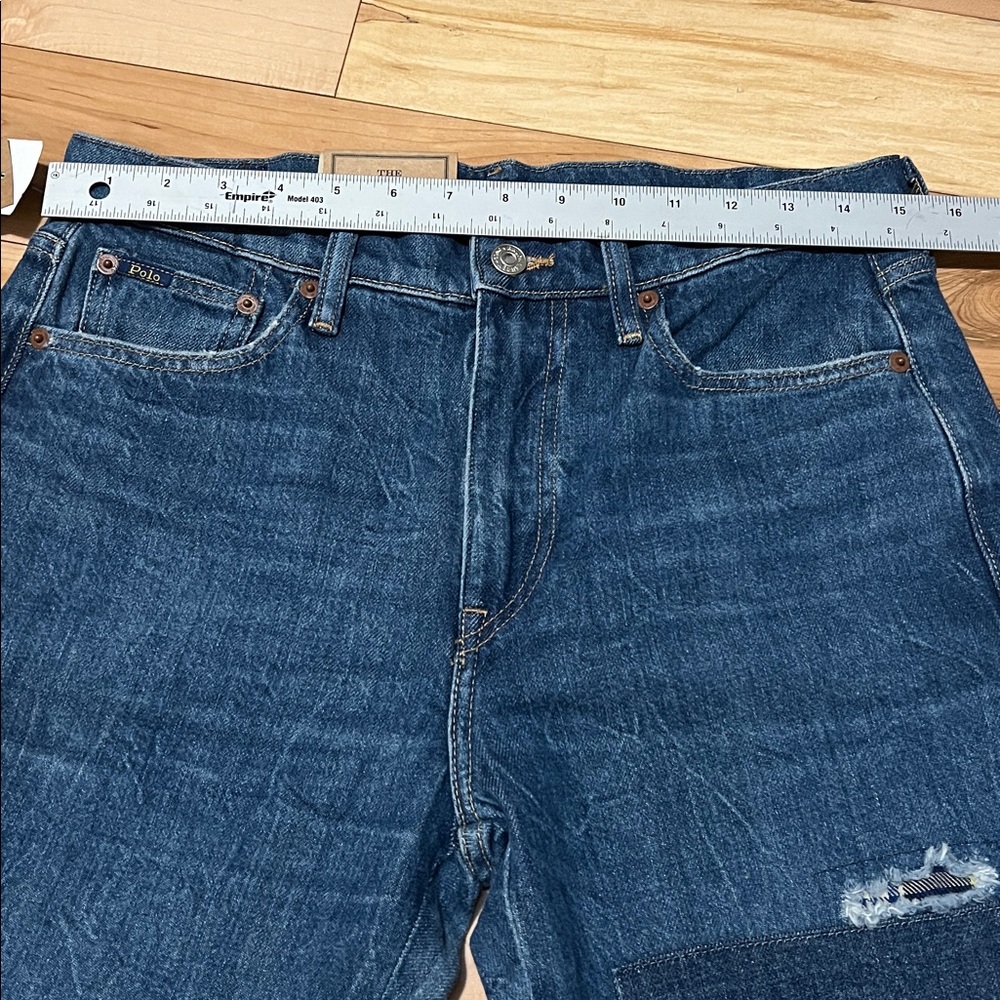 Polo Ralph Lauren Blue Patchwork Boyfriend Jeans-Roped Dyed - Picture 5 of 12